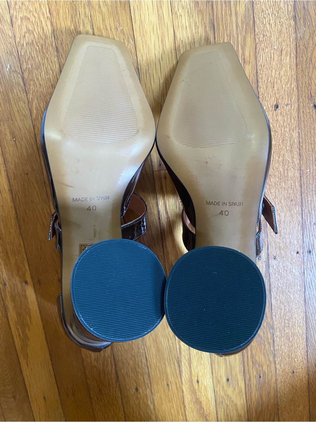 L'intervalle Brown Patent Triple-Strap Block Heel Pumps — image 5 of 5